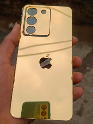 TWUAOP VIVO Y200 5G MIRROR BACK PANNEL ACRYLIC SHEET APPLE Mobile Skin(Gold)