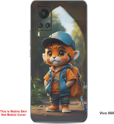 VYBE The Smart Choice Vivo X60 Tiger Cartoon Embossed Mobile Skin(Ruddy Brown B9)