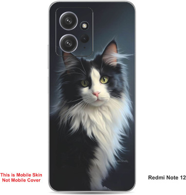 VYBE The Smart Choice Redmi Note 12 Cat Embossed Mobile Skin(Black & Light Grey 21)