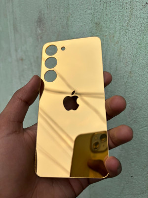 TWUAOP SAMSUNG GALAXY S23 5G MIRROR BACK PANNEL ACRYLIC SHEET APPLE Mobile Skin(Gold)