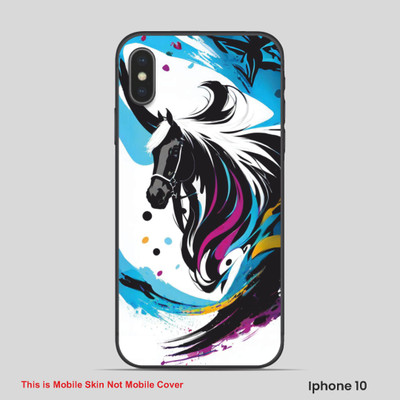 VYBE The Smart Choice iPhone 10 Horse Embossed Mobile Skin(Eminence White Blue 1)