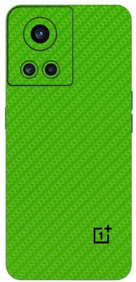 Vcare GadGets One Plus 10 R 5G Skin Back Side With Camera Protection High Quality Premium Mobile Skin(Green Carbon Fiber)