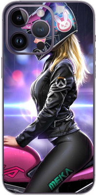 FCS iPhone 14 Pro Max Printed Back skin Mobile Skin(Girl With Bike Skin)