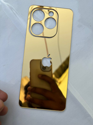 TWUAOP INFINIX HOT 40I BACK PANNEL ACRYLIC SHEET APPLE Mobile Skin(Gold)