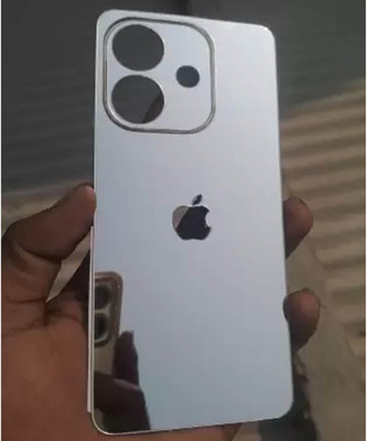 Mokteck S_OPPO A3x 5G Glossy Silver Glass Finish Back Panel Skin with Apple Logo Mobile Skin(Silver)