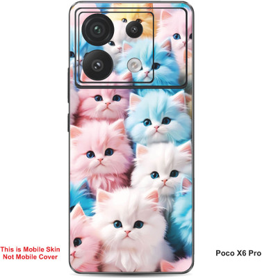 VYBE The Smart Choice Poco X6 Pro Cat Embossed Mobile Skin(Faded Pink 2)