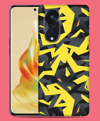 SkinoMania Oppo Reno 8T 5G Mobile Skin(Multicolor Yellow & Grey Abstract)