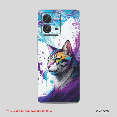 VYBE The Smart Choice Vivo V25 Cat Mobile Skin Mobile Skin(Purple-Magenta A35)