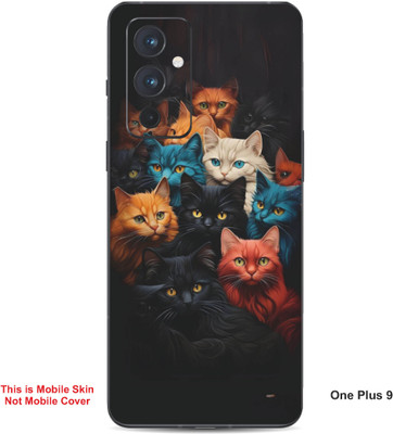 VYBE The Smart Choice One Plus 9 Cat Embossed Mobile Skin(Deep Black 25)