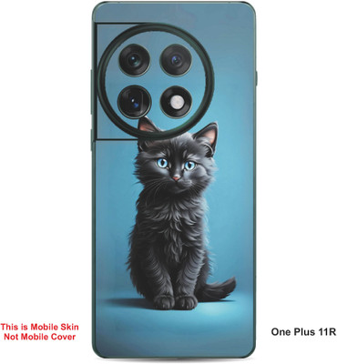 VYBE The Smart Choice One Plus 11R Cat Embossed Mobile Skin(Black & Blue 33)