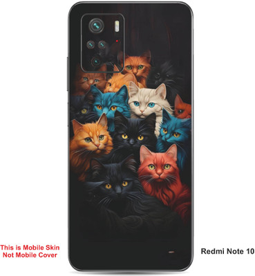 VYBE The Smart Choice Redmi Note 10 Cat Embossed Mobile Skin(Deep Black 19)