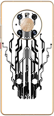 FCS Huawei Mate 40 Pro 4G Printed Back skin Mobile Skin(Digital Flaming Cyber Skull White)