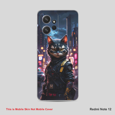 VYBE The Smart Choice Redmi Note 12 Anime Ninja Cat Mobile Skin Mobile Skin(Pinkish Purple, Dusty Grey A32)