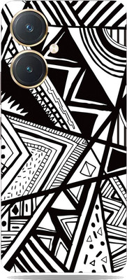 SkinoMania Vivo y27 Mobile Skin(Black And White Doodle Multicolor Mobile Skin)