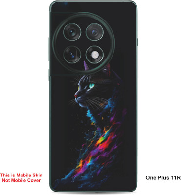 VYBE The Smart Choice One Plus 11R Cat Embossed Mobile Skin(Charcoal Grey 33)