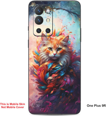 VYBE The Smart Choice One Plus 9R Cat Embossed Mobile Skin(Powder Blue 27)
