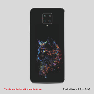 VYBE The Smart Choice Redmi Note 9S Cat Mobile Skin Mobile Skin(Black Cyan A28)