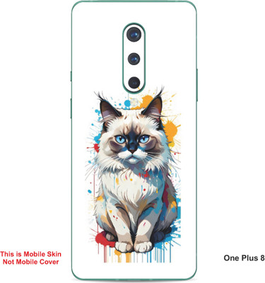 VYBE The Smart Choice One Plus 8 Cat Embossed Mobile Skin(Light Grey 23)