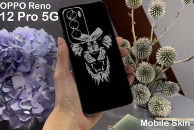 BUGGU OPPO Reno 12 Pro 5G Mobile Skin(Ulltra Super Annoyed Black Lion Skin With High Matte Finish., Mobile Skin (Back+Side+Camera))