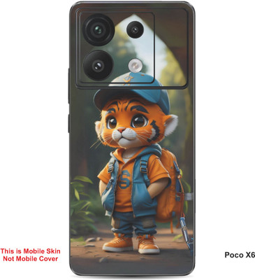 VYBE The Smart Choice Poco X6 Tiger Cartoon Embossed Mobile Skin(Ruddy Brown A3)