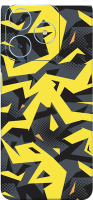 SkinoMania Realme Narzo N63 5G Mobile Skin(Yellow & Grey Abstract Multicolor Mobile Skin)