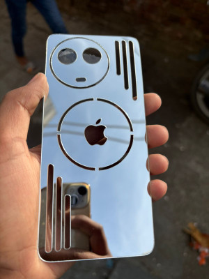 TWUAOP REALME 11 5G MIRROR BACK PANNEL ACRYLIC SHEET MERO APPLE Mobile Skin(Silver)