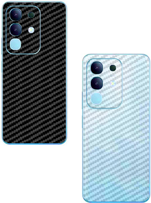 candeal mart (Pack of 2) Vivo T4x 5G Back skin sticker / Vinyl wrap / film Mobile Skin(Carbon Fiber 3D ,Transparent Black)
