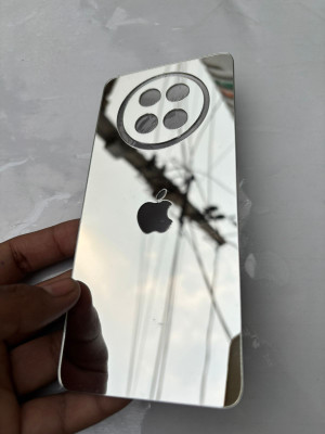 TWUAOP POCO C75 5G ACRYLIC MIRROR BACK PANNEL MERO APPLE Mobile Skin(Silver)