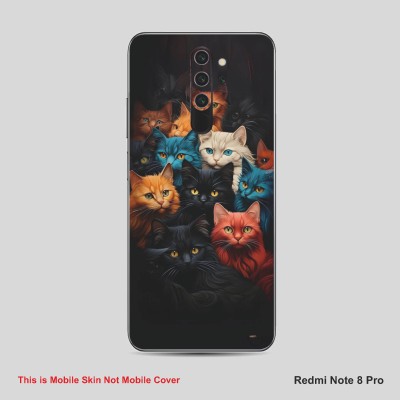 VYBE The Smart Choice Redmi Note 8 Pro Cat Mobile Skin Mobile Skin(Bluish Purple A26)