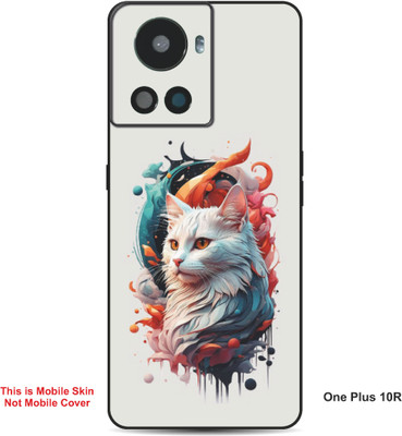 VYBE The Smart Choice One Plus 10R Cat Embossed Mobile Skin(Silver Chalice 30)