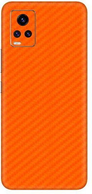 Vcare GadGets Vivo V20 Pro Mobile Skin(Fiber Carbon Orange)