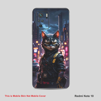 VYBE The Smart Choice Redmi Note 10 Anime Ninja Cat Mobile Skin Mobile Skin(Pinkish Purple, Dusty Grey A29)