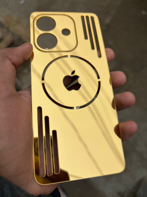 TWUAOP OPPO A3X 5G ACRYLIC MIRROR BACK PANNEL MERO APPLE Mobile Skin(Gold)