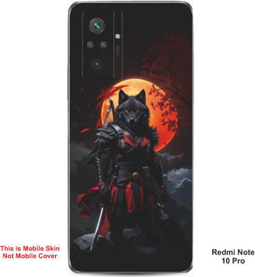VYBE The Smart Choice Redmi Note 10 Pro Wolf Embossed Mobile Skin(Red & Orange 18)