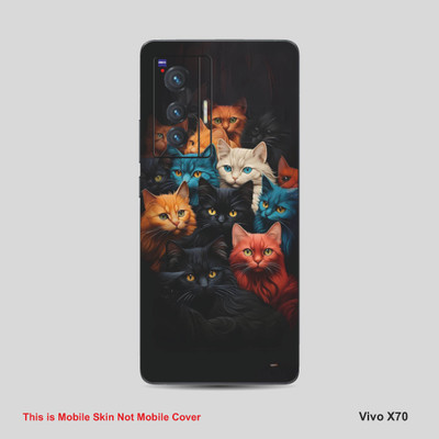 VYBE The Smart Choice Vivo X70 Cat Mobile Skin Mobile Skin(Bluish Purple A7)