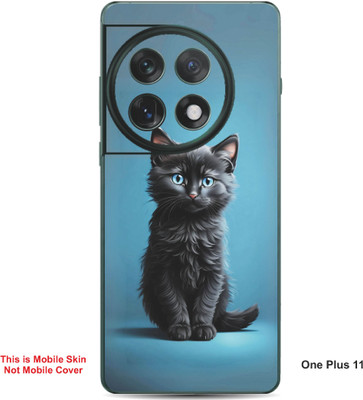 VYBE The Smart Choice One Plus 11 Cat Embossed Mobile Skin(Black & Blue 32)