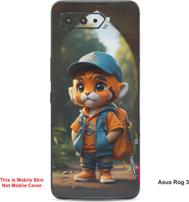 VYBE The Smart Choice Asus Rog 3 Tiger Cartoon Embossed Mobile Skin(Ruddy Brown A5)