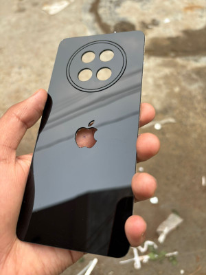 TWUAOP POCO C75 5G ACRYLIC MIRROR BACK PANNEL MERO APPLE Mobile Skin(Black)
