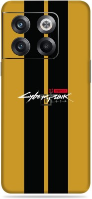 SkinoMania Oneplus 10T Mobile Skin(Black & Yellow Strips Cyber)