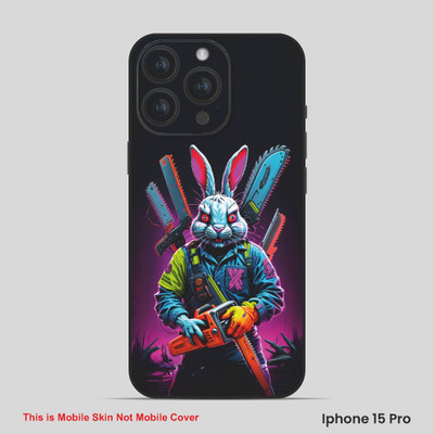 VYBE The Smart Choice iPhone 15 Pro Rabbit Embossed Mobile Skin(Macaw Blue, White 8)