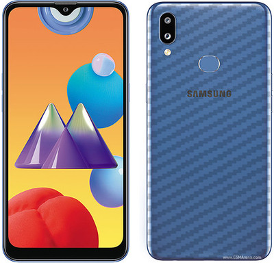 candeal mart Samsung Galaxy M01s Back skin sticker / Vinyl wrap / Protective film Mobile Skin(Silver Square Glitter Effect)