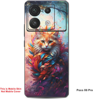 VYBE The Smart Choice Poco X6 Pro Cat Embossed Mobile Skin(Powder Blue 2)