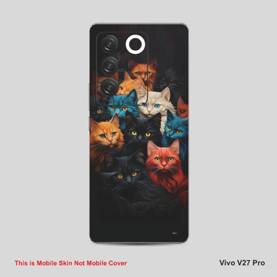 VYBE The Smart Choice Vivo V27 Pro Cat Mobile Skin Mobile Skin(Bluish Purple A37)