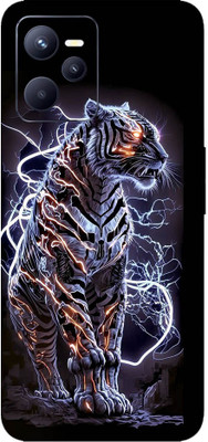 yug emporium REALME C35 3D BLACK PANTHER DESIGN PATTERN THEME BACK SKIN STICKERS Mobile Skin(Black)