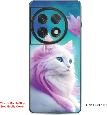 VYBE The Smart Choice One Plus 11R Cat Embossed Mobile Skin(Pink Swan 33)