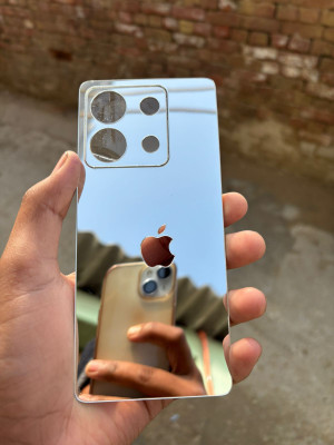 TWUAOP POCO X6 5G MIRROR BACK PANNEL ACRYLIC SHEET APPLE Mobile Skin(Silver)