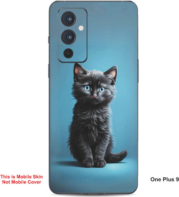 VYBE The Smart Choice One Plus 9 Cat Embossed Mobile Skin(Black & Blue 25)