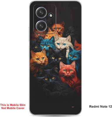 VYBE The Smart Choice Redmi Note 12 Cat Embossed Mobile Skin(Deep Black 21)
