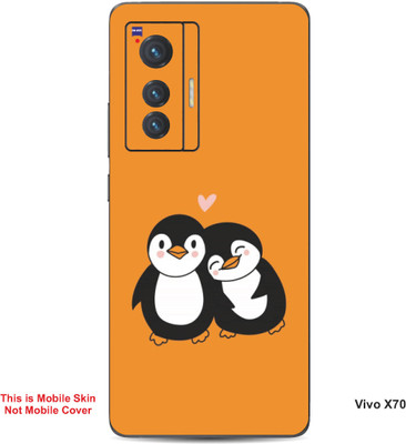 VYBE The Smart Choice Vivo X70 Penguin Embossed Mobile Skin(Fire Orange B10)