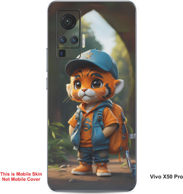 VYBE The Smart Choice Vivo X50 Pro Tiger Cartoon Embossed Mobile Skin(Ruddy Brown B8)